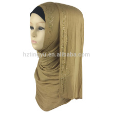 El proveedor de la fábrica de color llano mujeres impreso algodón hijab jersey musulmán de piedra jersey
